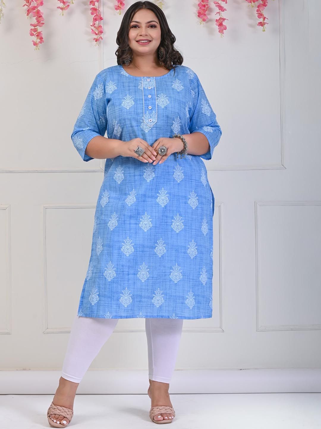 Swasti Ethnic Motifs Block Printed Pure Cotton Kurta - Distacart