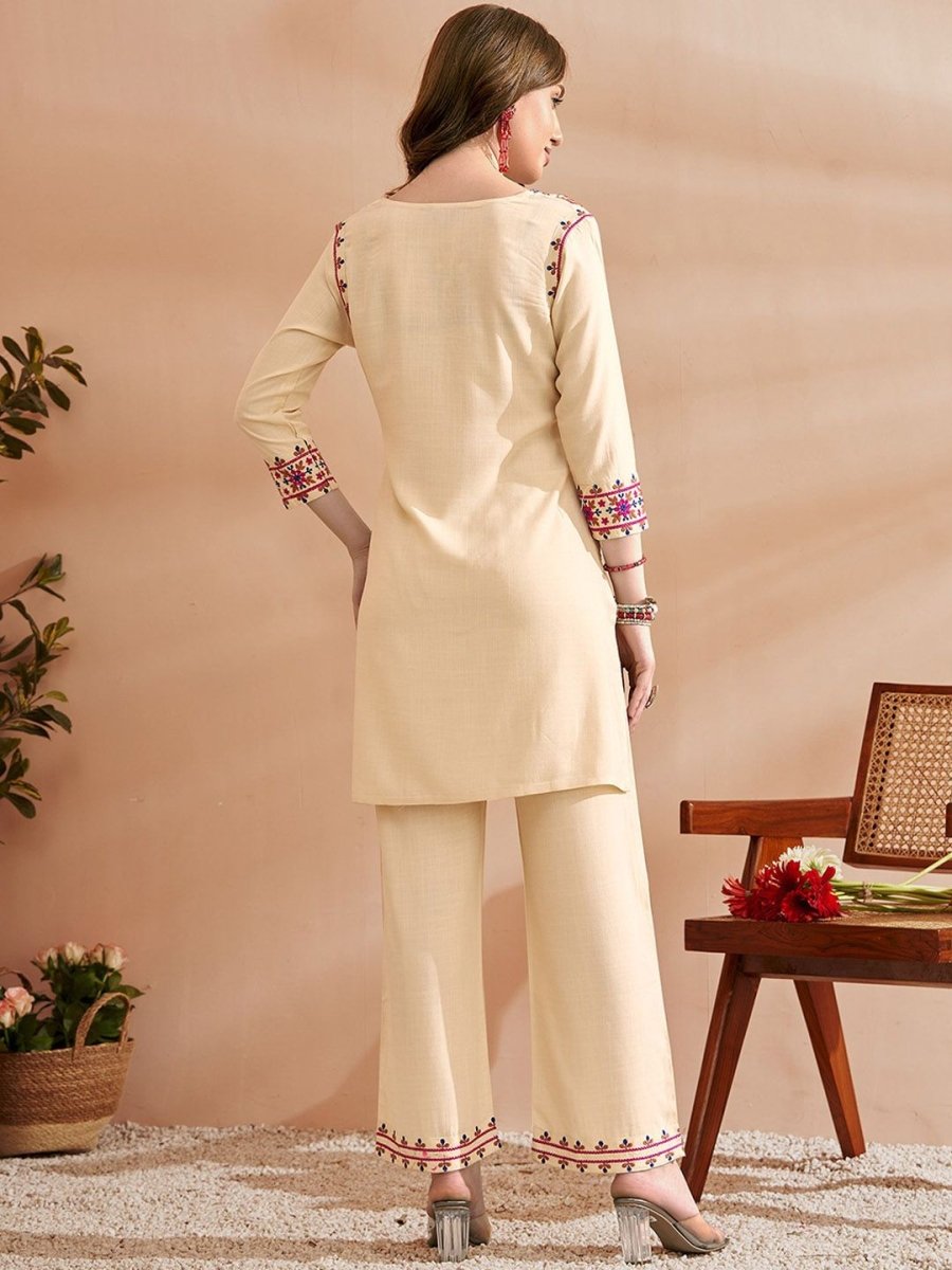 Anouk Embroidered Three Quarter Sleeves Kurta With Trousers Set