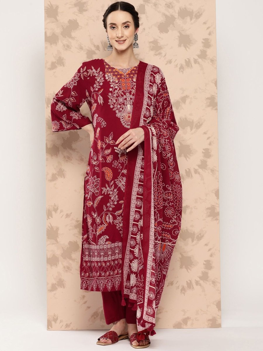 Anouk Ethnic Motifs Printed Kurta with Trousers & Dupatta - Distacart