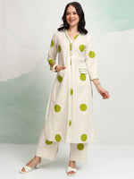 Thumbnail for Vishudh Geometric Printed Thread Work V-Neck Straight Kurta With Palazzos