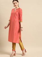 Thumbnail for All About You Women Peach-Coloured Embroidered Kurta with Trousers - Distacart