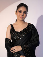 Thumbnail for Anouk Black Embroidered Sequinned Saree - Distacart