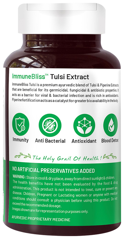 bliss welness immune health tulsi biopiperine veg tablet