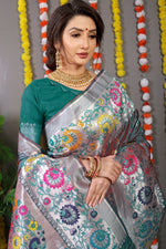 Thumbnail for Jyoti Fashion Women's Bottle Green Banarasi Silk Zari Woven Saree with Blouse - Distacart