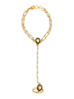 Thumbnail for Ruby Raang Gold Green Meenakari Kundan Haath Phool