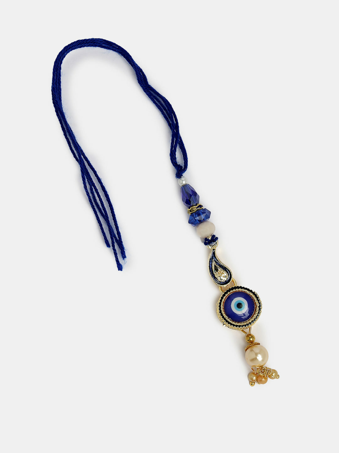 NVR Women & Men Set of 2 Blue Evil Eye Beaded Bhaiya Bhabhi Rakhi With Roli Chawal & Chocolate - Distacart
