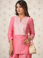 Thumbnail for Ode by House of Pataudi Printed Mandarin Collar Thread Work Kurta - Distacart