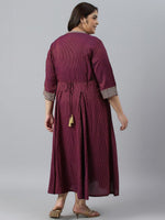 Thumbnail for AURELIA Plus Size Striped Sequined Midi Fit & Flare Dress