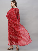 Thumbnail for Kalini Leheriya Printed Regular Thread Work Kurta With Trousers & Dupatta - Distacart