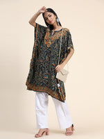 Thumbnail for HOUSE OF KARI Ethnic Motifs Printed Chikankari Embroidery Cotton Kaftan Kurta - Distacart
