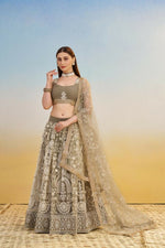 Thumbnail for Aastha Fashion Ivory Butterfly Net White Cotton Thread Work And Sequence Work Embroidery Wedding Wear Lehenga Choli - Distacart