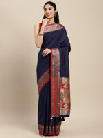 Thumbnail for Astita Silk Blend Blue Saree