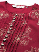 Thumbnail for All About You Floral Print Pleated Kurta with Palazzos - Distacart