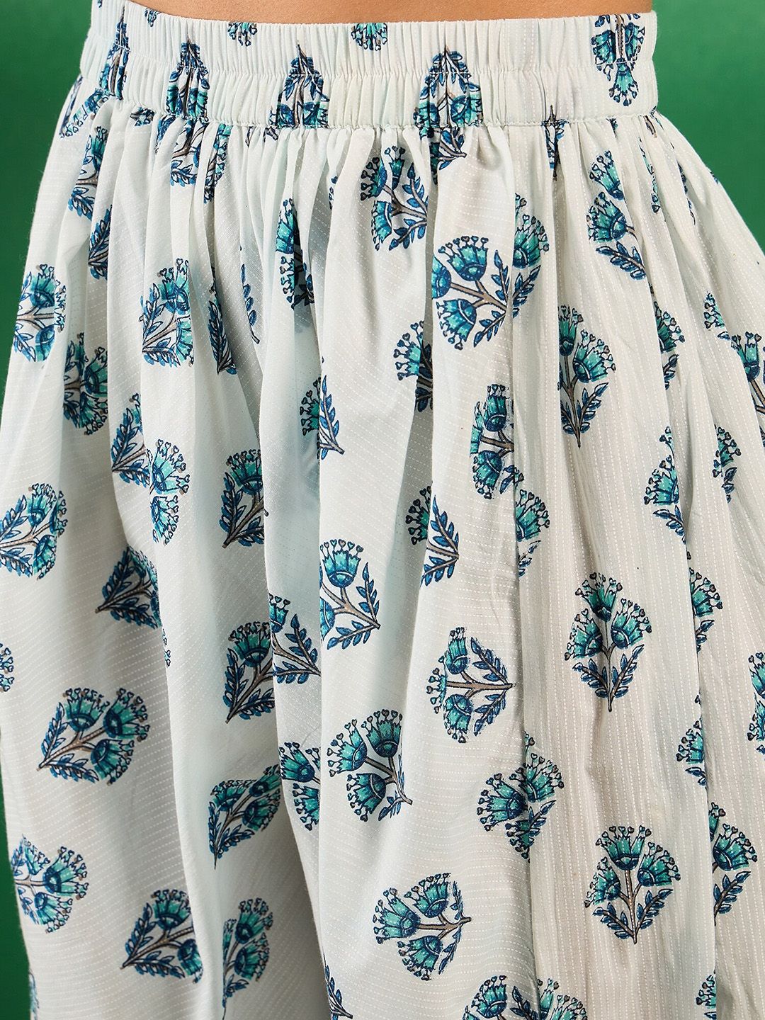 Sangria Floral Boota Printed Sleeveless A-Line Pure Cotton Kurta With Dhoti Pant - Distacart