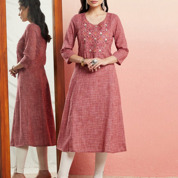 Aks Ethnic Motifs Embroidered Mirror Work Detailed Cotton Straight Kurta - Distacart