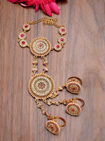 Thumbnail for NVR Women's Gold-Polished CZ Stone-Studded Handcrafted Ring Bracelet - Distacart