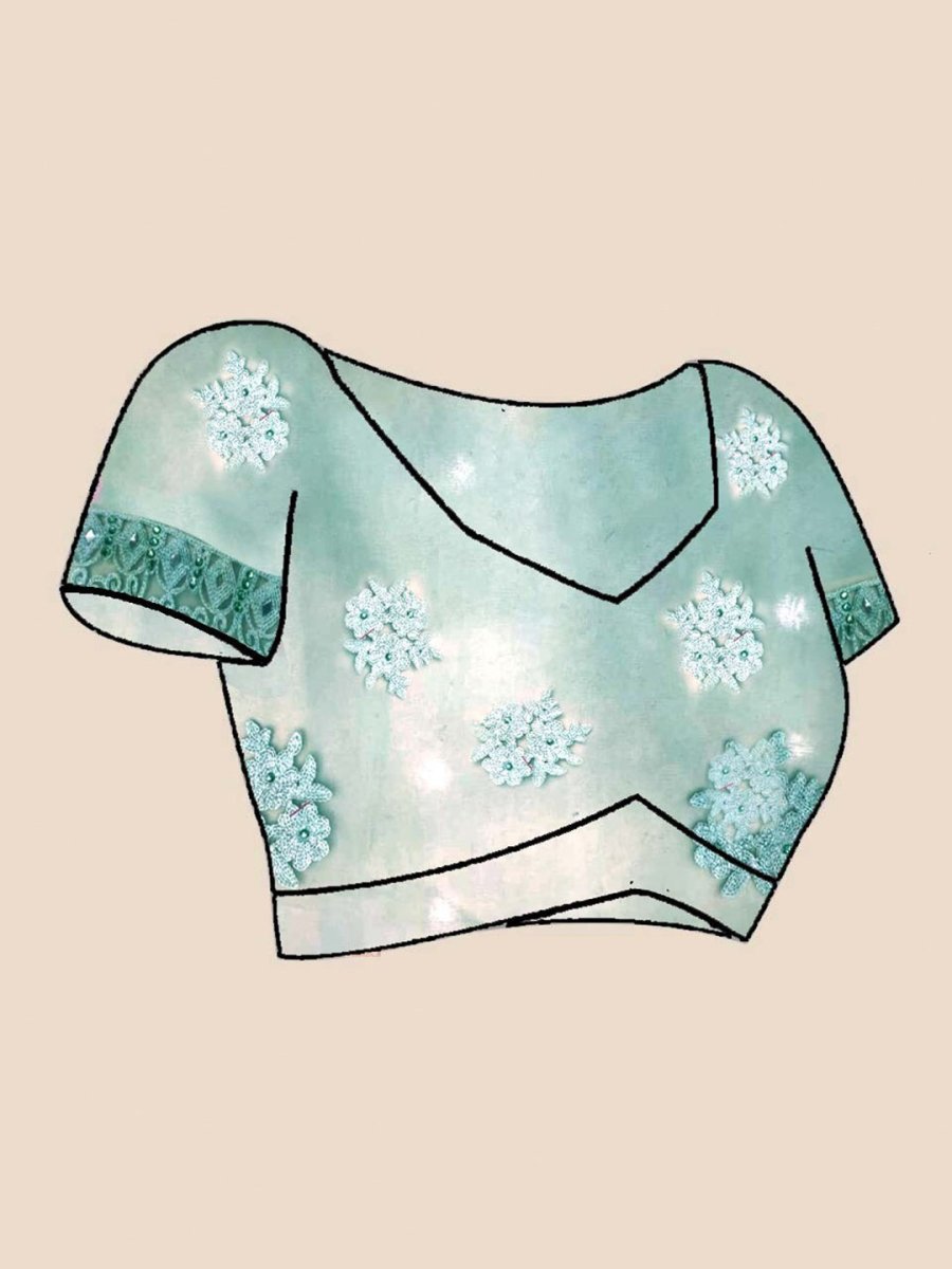 Anouk Floral Embroidered Net Saree - Distacart