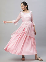 Thumbnail for AURELIA Asymmetric Neck Bell Sleeve Layered Fit & Flare Maxi Ethnic Dress
