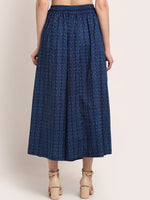 Thumbnail for TAG 7 Women Navy Blue Ethnic Motifs Printed Flared Ethnic Palazzos