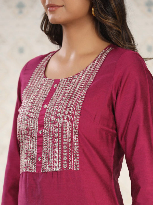 Ode by House of Pataudi Ethnic Motifs Yoke Design Straight Kurta With Trousers & Dupatta - Distacart