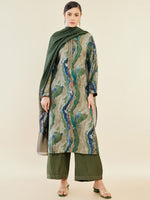 Thumbnail for Soch Green Abstract Printed Regular Straight Kurta & Palazzos With Dupatta - Distacart