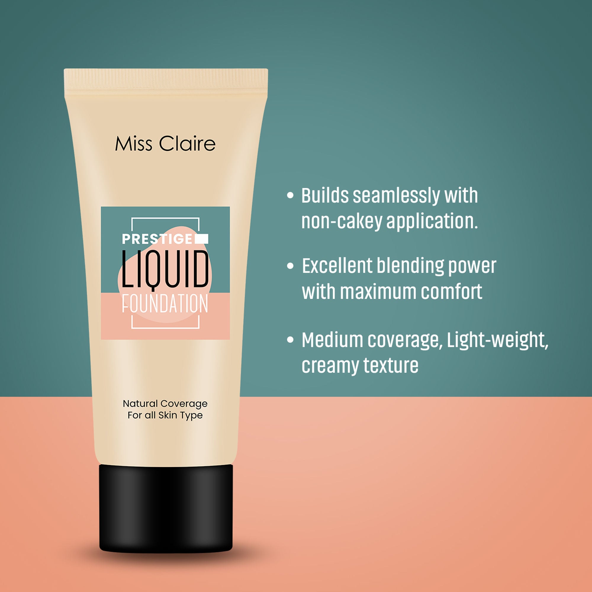 Miss Claire Prestige Liquid Foundation Natural Coverage - 33 Dark Beige