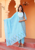 Thumbnail for Alvano Women's Kurti with Pant and Dupatta Set for Women's and Girls - Distacart