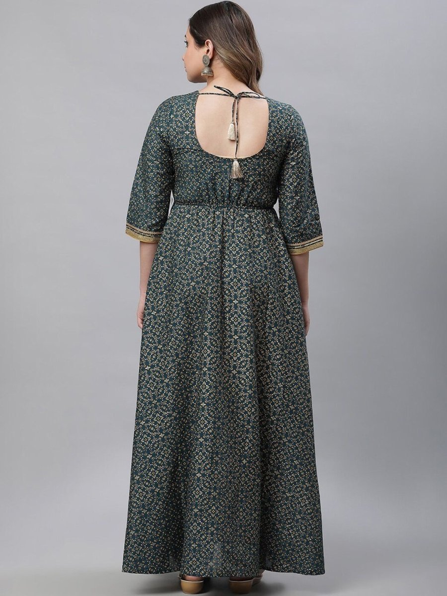 AURELIA Floral Printed Pure Cotton A-Line Ethnic Dress