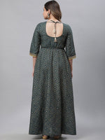 Thumbnail for AURELIA Floral Printed Pure Cotton A-Line Ethnic Dress