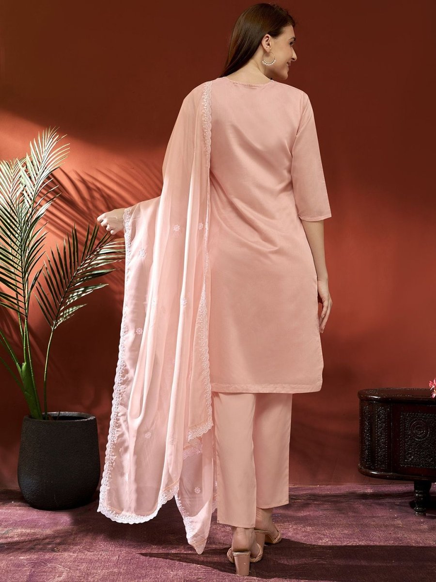Anouk Women Floral Embroidered Regular Thread Work Kurta with Trousers & With Dupatta
