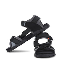 Thumbnail for Sparx Men Black & Grey Solid Sports Sandals