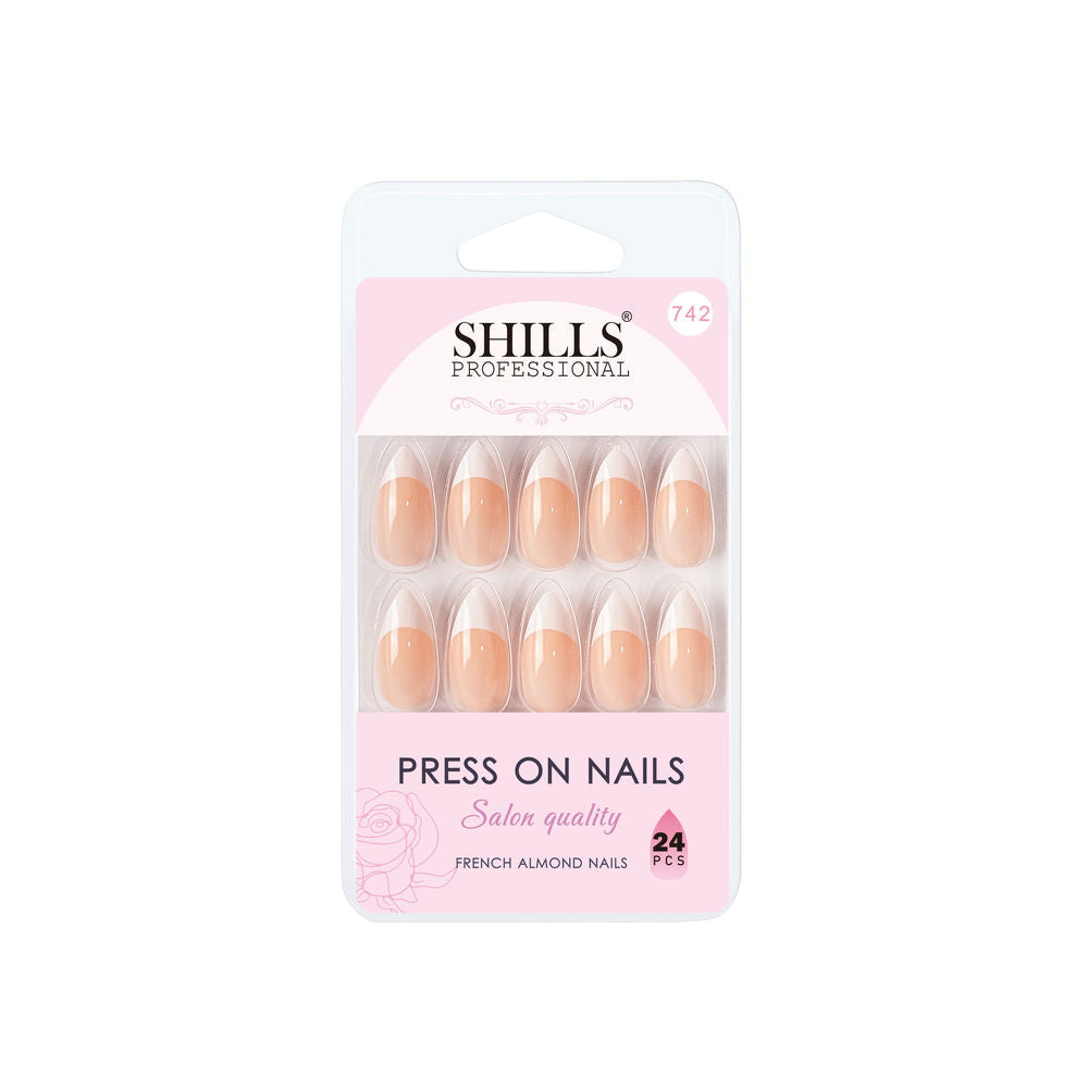 shills professional reusable press on nails french almond spn742