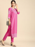 Thumbnail for All About You Women Pink Printed Kurta with Trousers - Distacart