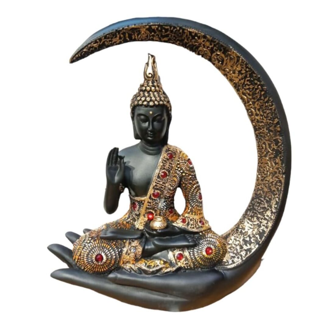 Defabmart Polystone Sitting Half Moon Buddha - Distacart