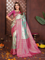 Thumbnail for Aastha Fashion Sea Green Tissue Silk Weaving Saree - Distacart