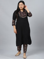 Thumbnail for Sztori Plus Size Ethnic Motifs Printed Regular Kurta with Trousers - Distacart