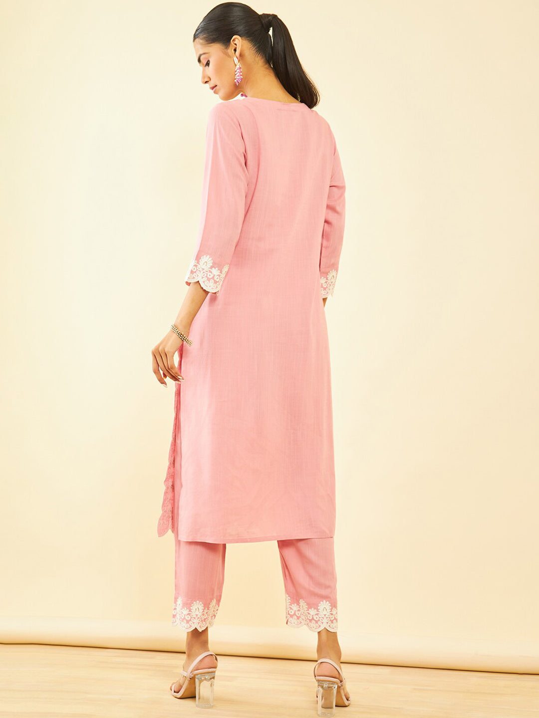 Soch Ethnic Motifs Embroidered Straight Kurta with Trousers - Distacart