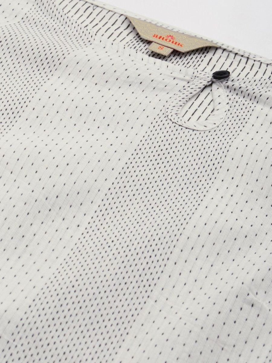 Anouk Women Striped Keyhole Neck Cotton Kurta - Distacart