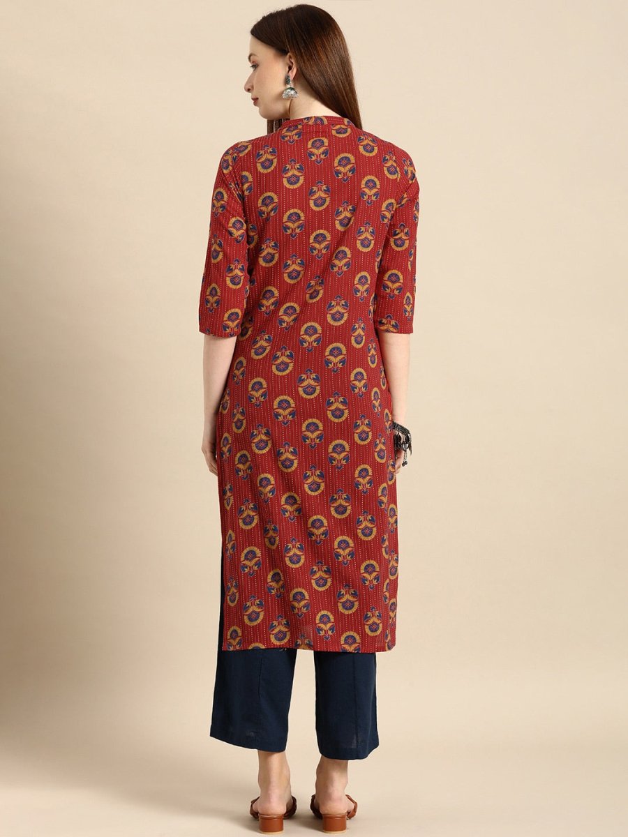 All About You Women Brown Ethnic Motifs Printed Regular Kurta - Distacart