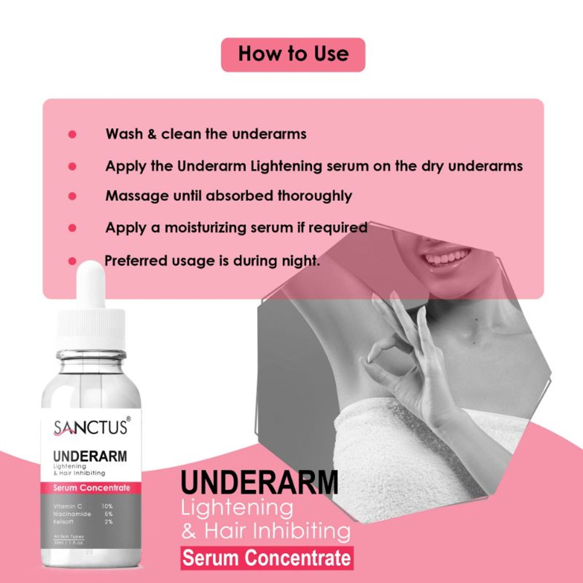 SANCTUS Underarm Lightening & Hair Inhibiting Serum Concentrate - Distacart