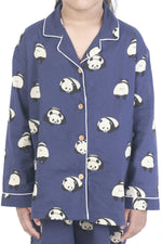 Thumbnail for Breathables Kids Cotton Night Suit – Blue Panda Print Shirt & Pyjama Co-Ord Set For Boys & Girls - Dista