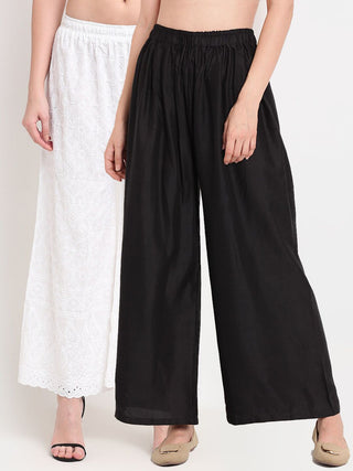 TAG 7 Pack Of 2 Women Black & White Palazzos - Distacart