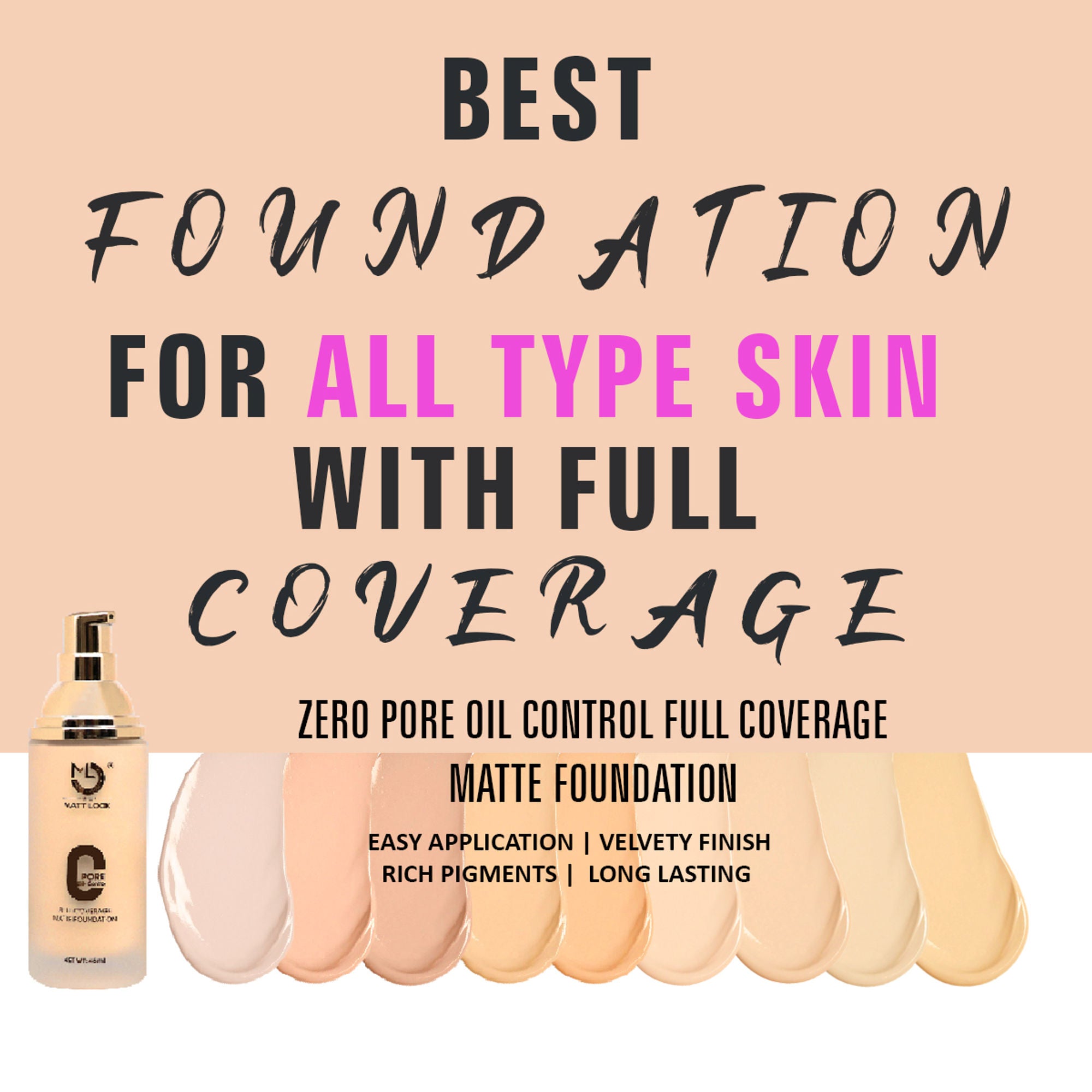 Matt Look Zero Pore Oil Control Full Coverage Matte Foundation - Porcelain