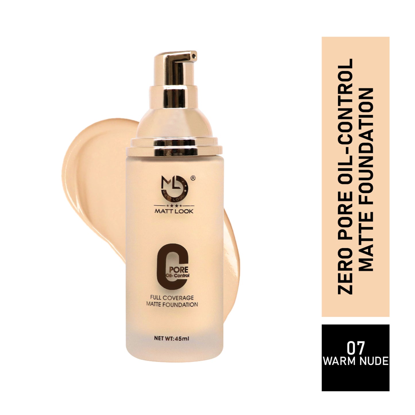 Matt Look Zero Pore Oil Control Full Coverage Matte Foundation - Warm Nude