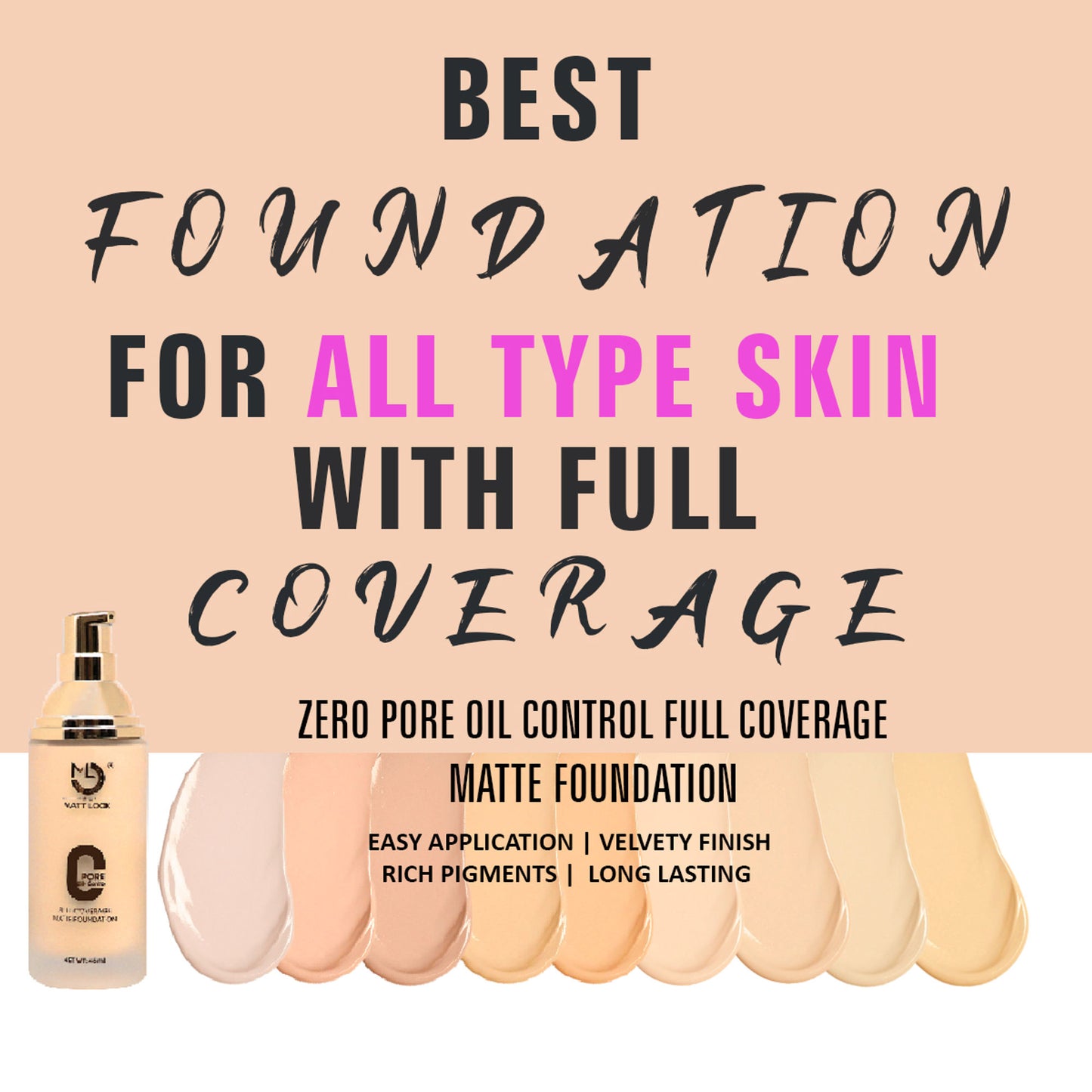 Matt Look Zero Pore Oil Control Full Coverage Matte Foundation - Warm Nude - Distacart
