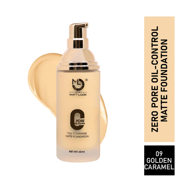 Matt Look Zero Pore Oil Control Full Coverage Matte Foundation - Golden Caramel