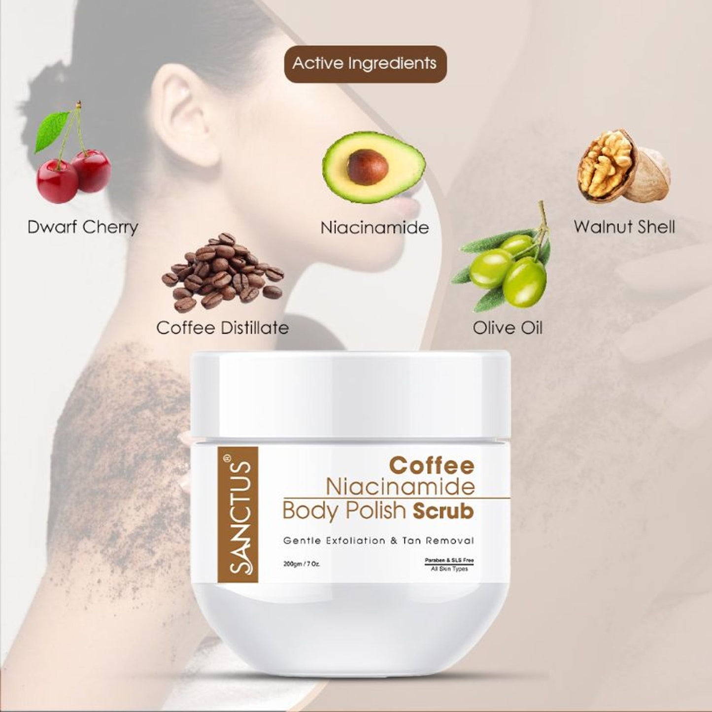 SANCTUS Coffee Niacinamide Body Polish Scrub - Distacart