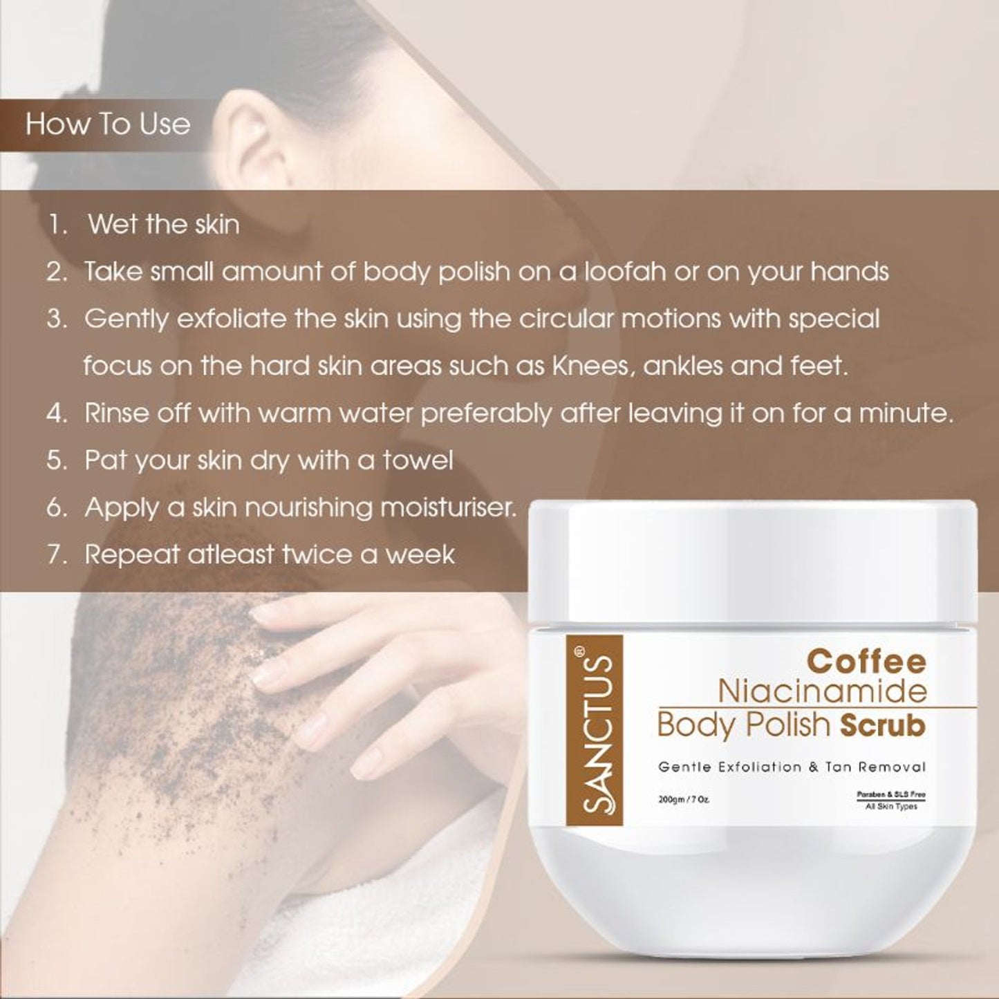 SANCTUS Coffee Niacinamide Body Polish Scrub - Distacart