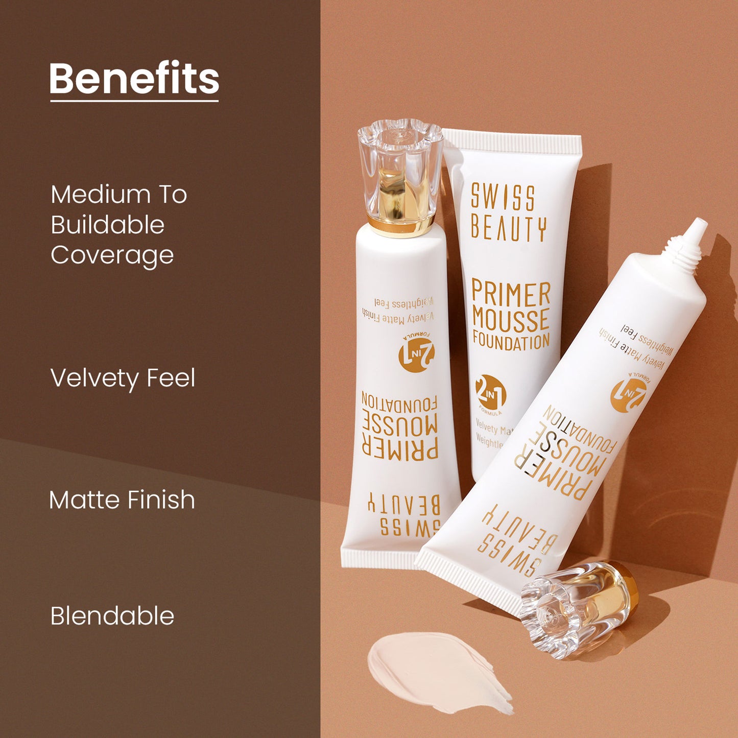 Swiss Beauty Primer Mousse Foundation - 07 Warm Fawn - Distacart