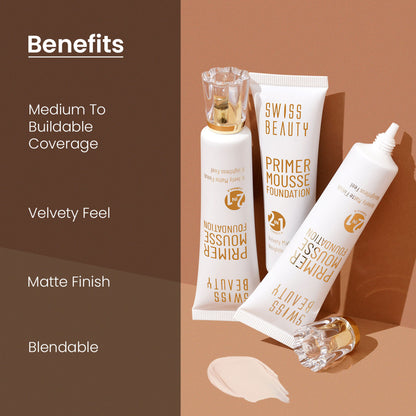 Swiss Beauty Primer Mousse Foundation - 07 Warm Fawn - Distacart